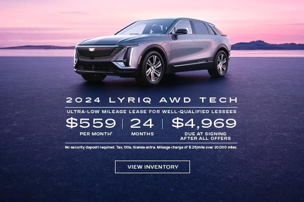 2024 LYRIQ AWD TECH. Ultra-low milege lease for well-qualified lessees. $559 per month for 24 mon...